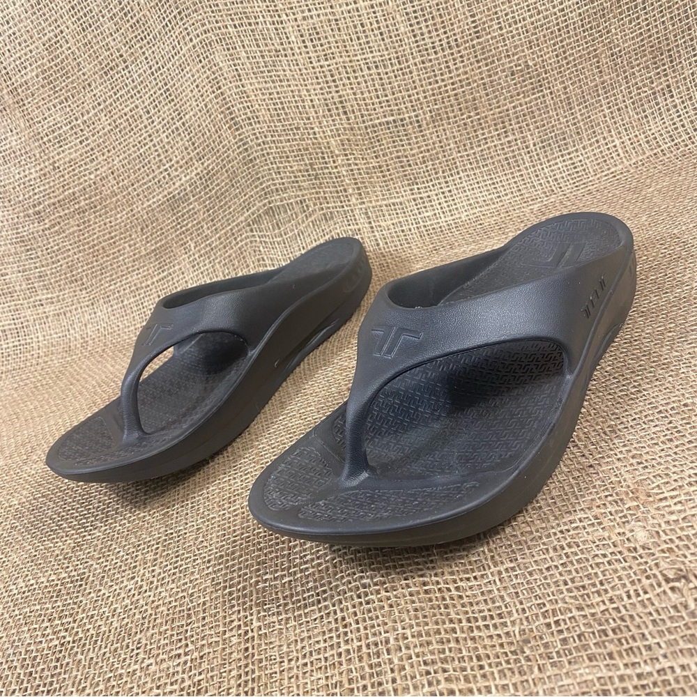 TELIC Sandal Energy Flip Flop Black wedge slip on waterproof size L 11 - Picture 2 of 10
